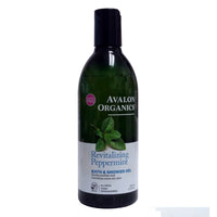 Avalon Organics, Bath & Shower Gel, Revitalizing Peppermint, 12 fl oz., 1 Bottle Each, By The Hain Celestial Group