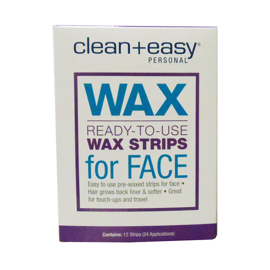 Clean+Easy Personal, Ready to Use Wax Strips for Face, 1 Box, 12 Strips, By American International Industries