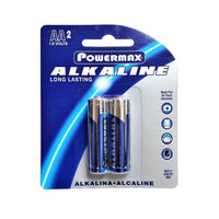 Powermax Alkaline Long Lasting Batteries,Size AA, 2 Count, 1 Pack Each, By Powermax USA, Inc.
