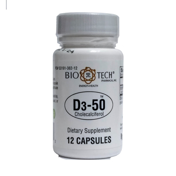 Bio Tech D3-50, 1 Bottle, 12 Capsules, By Bio Tech