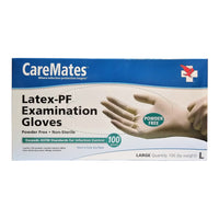CareMates Latex-PF Examination Gloves, Large, 100 Ct., 1 Box Each, By Shepard Medical Products, Inc.