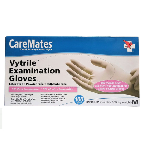 CareMates Vytrile Examination Gloves, Medium, 100 Ct., 1 Box Each, By Shepard Medical Products, Inc.