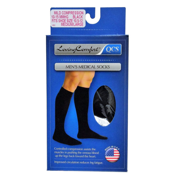 QCS Men's Medical Socks Mild Black Medium/Large, 1 Pair Each, By Scott Specialties