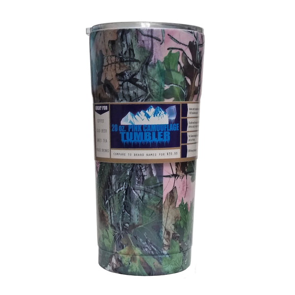 Stainless Steel Pink Camo Tumbler 20oz., 1 Each, By Service Tool Company