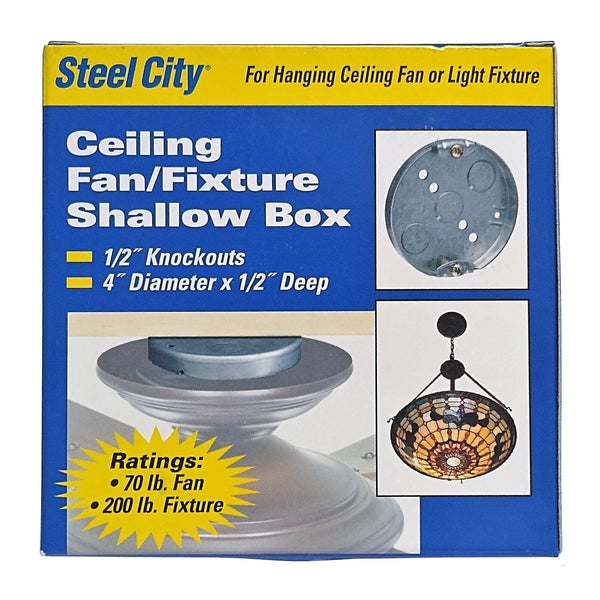 Steel City Ceiling Fan/Fixture Shallow Box, 1 Package, By Thomas & Betts Corporation