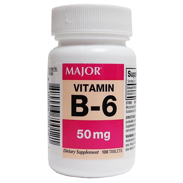 Vitamin B-6, 50 Mg, 100 Tablets, 1 Each, By Major Pharmaceuticals