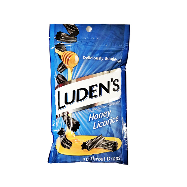 Luden's Cough Drops, Honey Licorice, 30 Count Throat Drops, 1 Pack, By