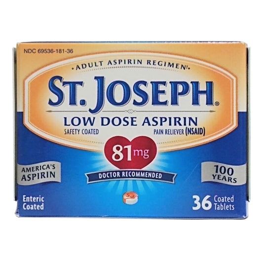 St. Joseph Low Dose Aspirin (NSAID) Pain Reliever, 81 Mg, 36 Coated Tablets, 1 Each, By Foundation Consumer