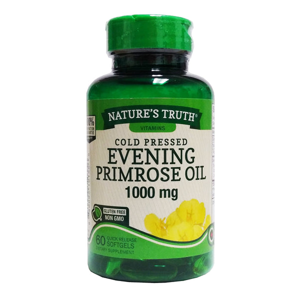 Nature's Truth Cold Pressed Evening Primrose Oil, 1000 mg 60 Softgels, 1 Bottle Each, By Piping Rock Health