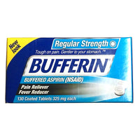 Bufferin Aspirin (NSAID) Pain Reliever Fever Reducer, 325 Mg. 130 Coated Tablets, 1 Bottle, By Genomma