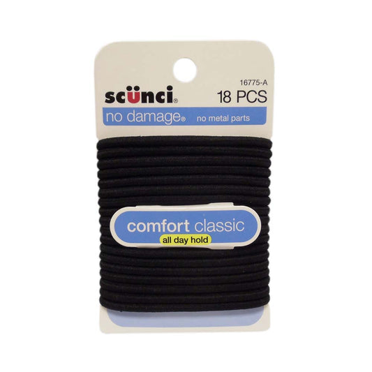 Scunci Hair Elastics, Black, 18 Count, Case of 48, By Conair