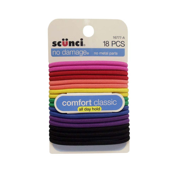 Scunci No Damage Elastics Assorted Colors, 18 Count, 1 Pack Each, By Conair