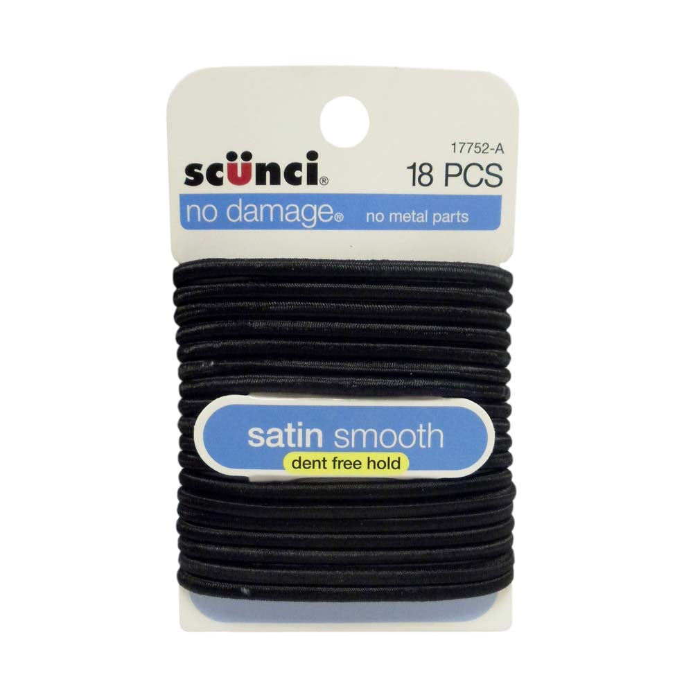 Scunci Hair Elastics, Black, 18 Count, Case of 48, By Conair