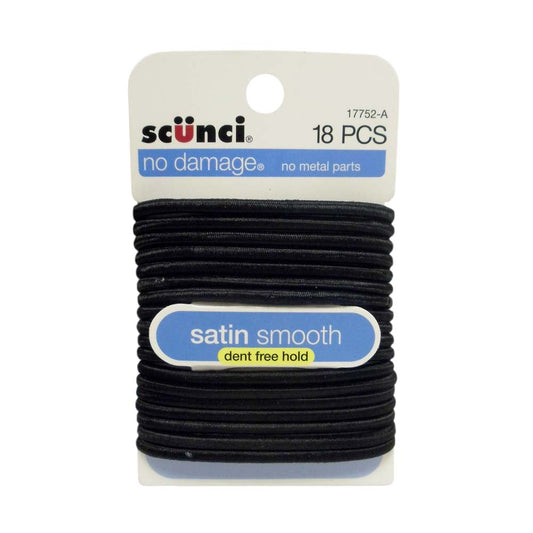 Scunci Hair Elastics, Black, 18 Count, Case of 48, By Conair