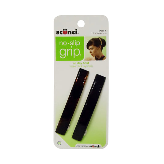 Scunci No-Slip Grip Auto Clasp Barrettes, Colors May Vary, 2 Count, 1 Pack Each, By Conair