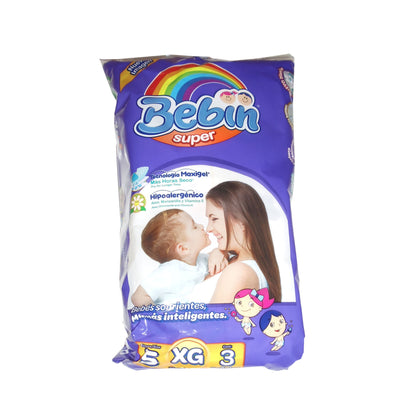 Bebin Super Unisex Baby Diapers Size 5, XL, 3 Ct., 1 Pack Each, By Lambi