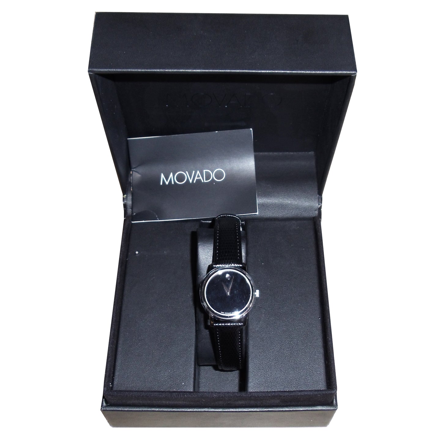 Movado Museum Black Dial Black Leather Strap Ladies Watch 2100004, 1 Each, By Movado