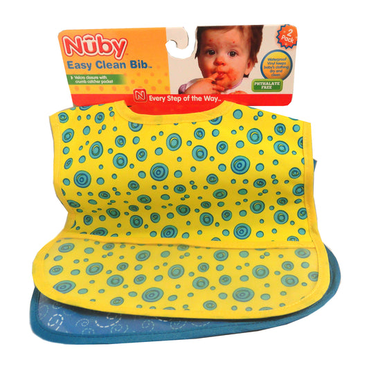 Nuby Easy Clean Vinyl Bibs, 2 Count, 1 Pack Each, By Nuby