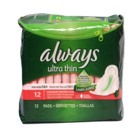 Always Ultra-Thin Maximum Protection Pads, 12 Ct., 1 Pack Each, By P&G
