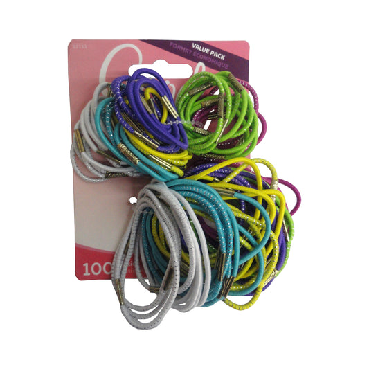 Goody Classic Elastic Hair Ties 32111, Assorted Colors, 100 Ct., 1 Pack Each, By Sanford
