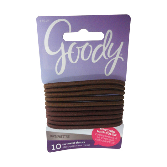 Goody Ouchless Ponytailer No Metal Elastics Hair Bands, Brunette, 10 Ct., 1 Pack Each, By Sanford