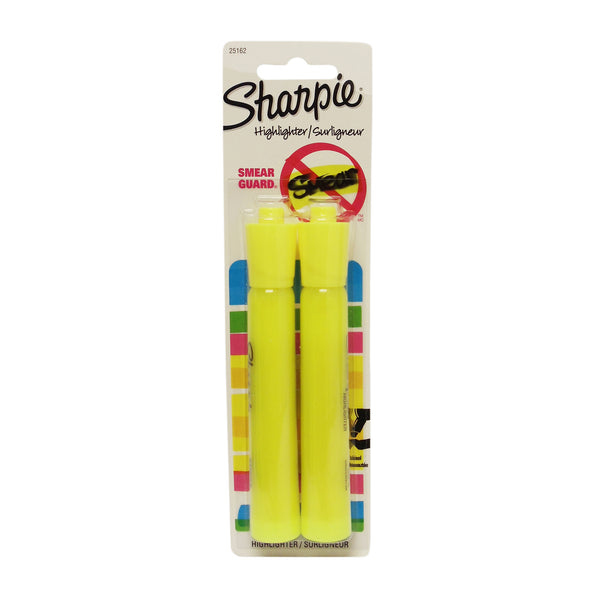 Sharpie Fluorescent Yellow Highlighter with SmearGuard, 2 Count, 1 Pack Each, By Newell