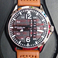 Stuhrling Original Men's Leather Aviation Watch With Screw Rivets, By Stuhrling